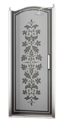 Душевая дверь в нишу Sturm Schick 80 см decor chrome (R) распашная, стекло матовое