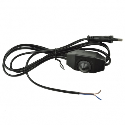 Шнур сетевой с вилкой и выключателем (UL-00004438) Uniel UCX-C30/02A-170 Black, мощность 500 Вт, с диммером