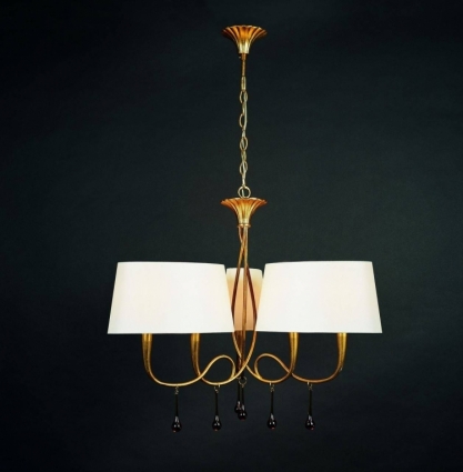 Подвесная люстра Mantra Paola Painted Gold 3540 в стиле арт-деко, цвет белый