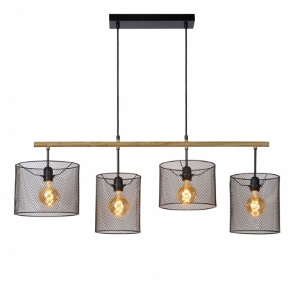 Подвесная люстра Lucide Baskett 45459/04/30 в стиле кантри, цвет черный