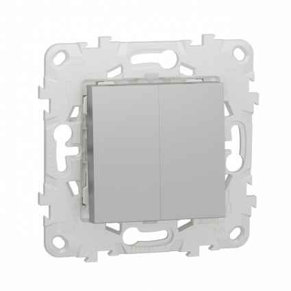Переключатель двухклавишный Schneider Electric Unica New NU521330 цвет серый