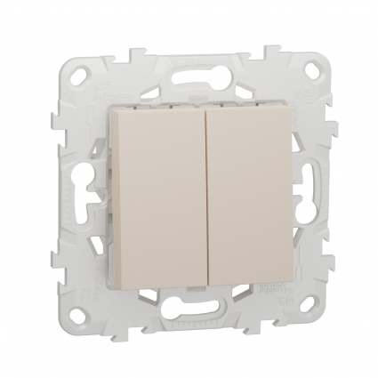 Переключатель двухклавишный перекрестный Schneider Electric Unica New NU521544 цвет бежевый