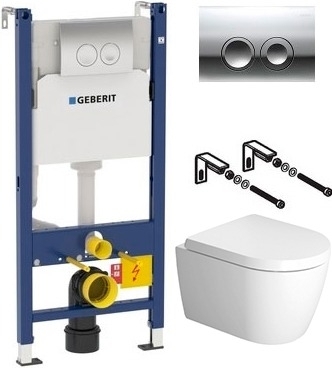 Комплект Унитаз Duravit ME by Starck с микролифтом + Инсталляция Geberit Duofix Delta 3 в 1 с кнопкой смыва
