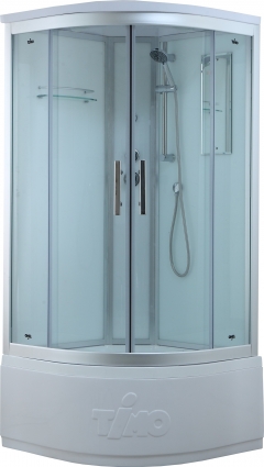 Душевая кабина Timo Standart T-6600 S профиль серебристый матовый четверть круга, поддон глубокий