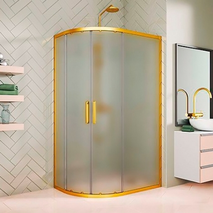 Душевой уголок Kubele DE018RBL-MAT-BR-100х85х200 прямоугольный-асимметричный, двери раздвижные