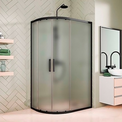 Душевой уголок Kubele DE018RBG-MAT-BLMT-110х90х200 прямоугольный-асимметричный, двери раздвижные