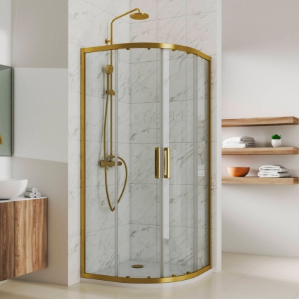 Душевой уголок Kubele DE018RL-CLN-BR-80х80х200 четверть круга, двери раздвижные