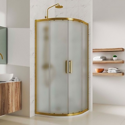 Душевой уголок Kubele DE018RL-MAT-BR-115х115х200 четверть круга, двери раздвижные