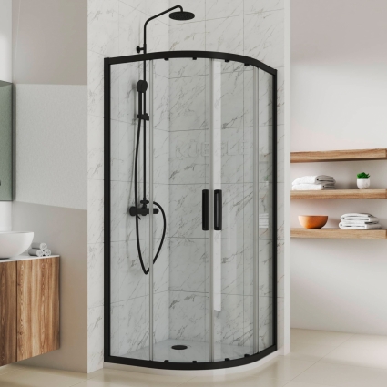 Душевой уголок Kubele DE018RG-CLN-BLMT-95х95х200 четверть круга, двери раздвижные