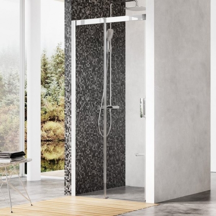 Душевая дверь в нишу Ravak MSD2-110 L Transparent, профиль хром, раздвижная, стекло прозрачное