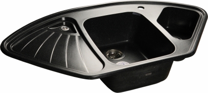 Мойка кухонная GranFest Corner GF-C1040E черная матовая, многоугольная, 103.9x56 см