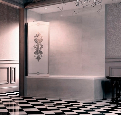 Шторка на ванну Huppe Design victorian  распашная, стекло матовое, профиль хром