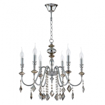 Подвесная люстра Crystal Lux MERCEDES SP6 CHROME/SMOKE мощность 360 Вт