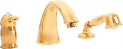 Смеситель Migliore Lem Swarovski ML.LEM-1950K.DO на борт ванны, золото, однорычажный, длина излива 20 см