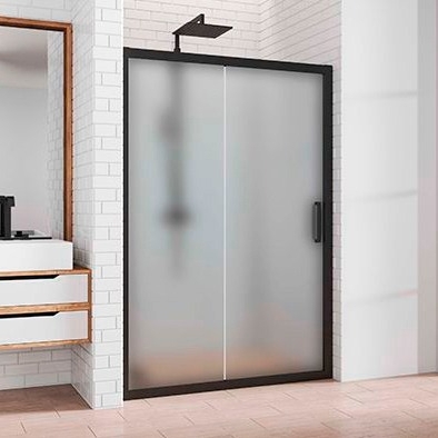 Душевая дверь в нишу Kubele DE019D2-MAT-BLMT 175 см, профиль матовый черный, раздвижная
