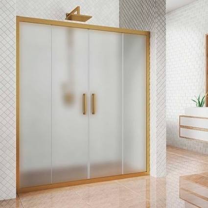 Душевая дверь в нишу Kubele DE019D4-MAT-BR 160 см, профиль бронза, раздвижная, стекло матовое