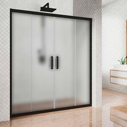 Душевая дверь в нишу Kubele DE019D4-MAT-BLMT 220 см, профиль матовый черный, раздвижная