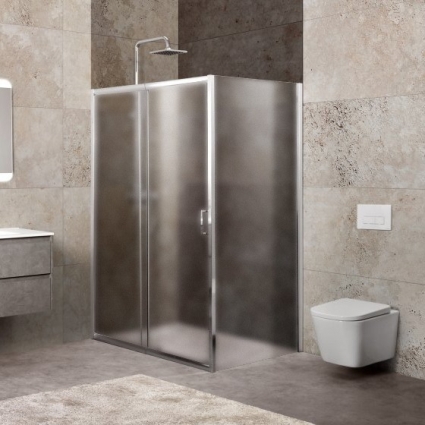 Душевой уголок BelBagno Unique AH-1-110/125-80-P-Cr стекло punto прямоугольный, двери раздвижные