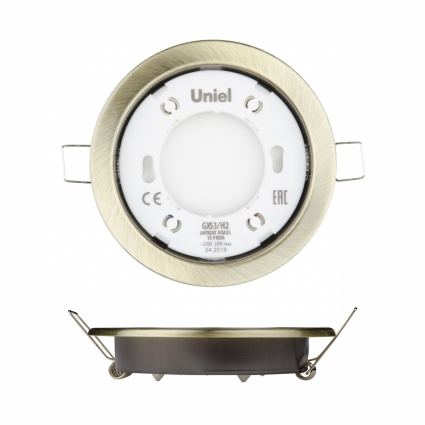 Встраиваемый светильник (UL-00005056) Uniel GX53/H2 Antique Brass 10 Prom цвет бронза, мощность 20 Вт