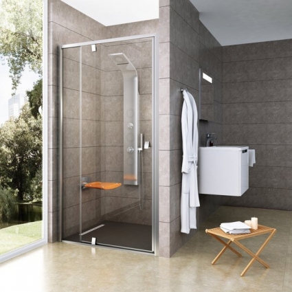 Душевая дверь в нишу Ravak PDOP2-120 Transparent, профиль хром, распашная, стекло прозрачное
