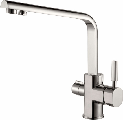 Смеситель Kaiser Decor 40144-5 для кухонной мойки, серебро, однорычажный, высота излива 28.8 см
