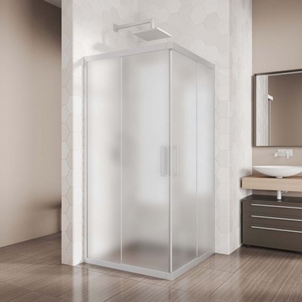 Душевой уголок Kubele DE019SC-MAT-MT 115 см, профиль матовый хром, квадратный, двери раздвижные