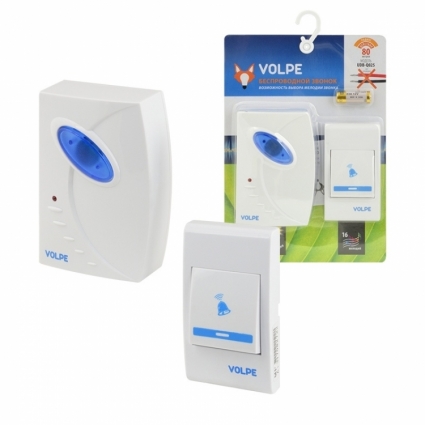 Звонок беспроводной (UL-00002401) Volpe UDB-Q025 W-R1T1-16S-80M-WH в современном стиле, цвет белый