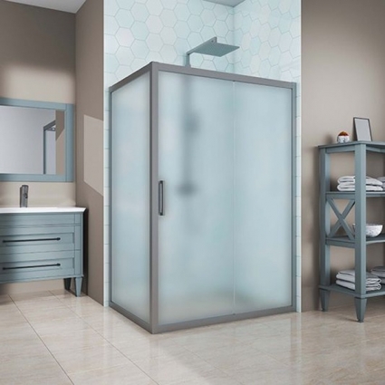 Душевой уголок Kubele DE019R-MAT-MT 170х120 см, профиль матовый хром, прямоугольный, двери раздвижные