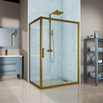 Душевой уголок Kubele DE019R-CLN-BR 120х75 см, профиль бронза, прямоугольный, двери раздвижные