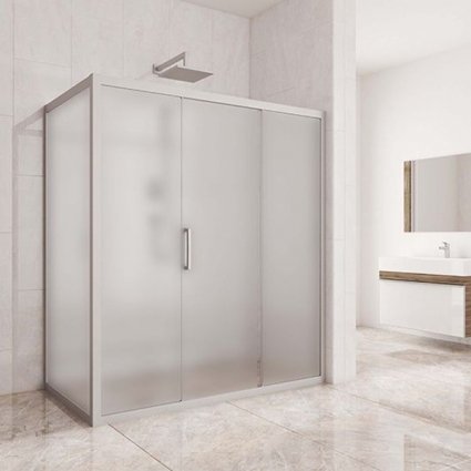 Душевой уголок Kubele DE019R3-MAT-MT 140х90 см, профиль матовый хром, прямоугольный, двери раздвижные