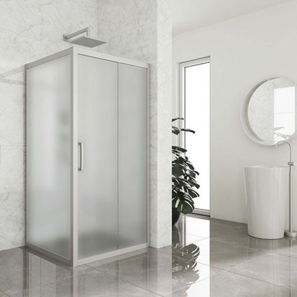 Душевой уголок Kubele DE019S-MAT-MT 95х95 см, профиль матовый хром, квадратный, двери раздвижные