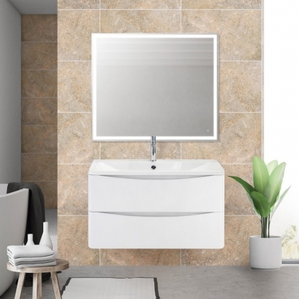 Мебель для ванной BelBagno Acqua 100 подвесная, bianco lucido, с ящиками, с доводчиками