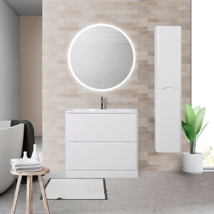 Мебель для ванной BelBagno Acqua 80 напольная, bianco lucido, с ящиками, с доводчиками