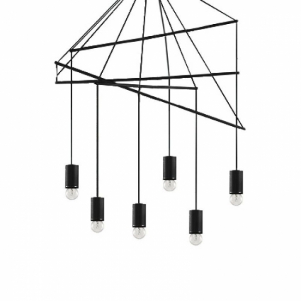 Подвесная люстра Ideal Lux Pop SP6 Nero в стиле Хай-тек, цвет черный, мощность 360 Вт