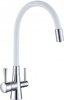 Смеситель Lemark Comfort LM3075C-White для кухонной мойки однорычажный, высота излива 22.8 см
