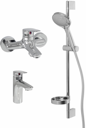Душевой комплект Jacob Delafon Elite E32911RU-CP 3 в 1 два смесителя + душевой гарнитур хром,  в современном стиле