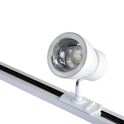Трековый светильник Crystal Lux CLT 0.31 009 WH-CH в современном стиле, цвет белый