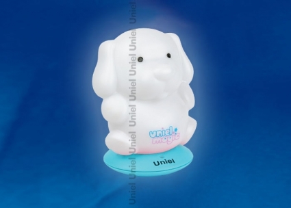 Светильник-ночник Uniel (03574) DTL-305-Собачка/3color/Base blue/Rech в современном стиле, цвет белый