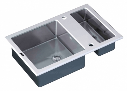 Мойка кухонная Zorg Inox Glass GL-8051-2-WHITE белое стекло брашированная, прямоугольная, 80x51 см