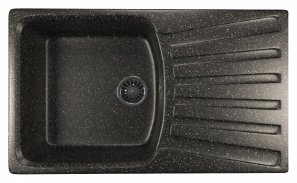 Мойка кухонная Mixline ML-GM20 черный матовая, прямоугольная, с крылом, 85x49.5 см