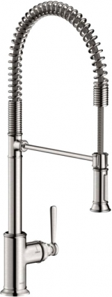 Смеситель Axor Montreux Semi-Pro 16582800 для кухонной мойки, сталь, однорычажный, высота излива 20.8 см