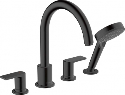 Смеситель Hansgrohe Vernis Shape 71459670 на борт ванны, черный, двухвентильный, длина излива 21.1 см