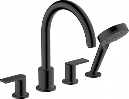 Смеситель Hansgrohe Vernis Blend 71456670 на борт ванны, черный, двухвентильный, длина излива 21.1 см
