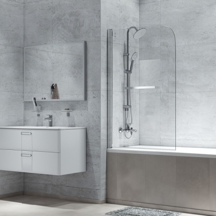 Шторка на ванну IDDIS Ray RAY6CS9i90 90х140, профиль хром, распашная, стекло прозрачное