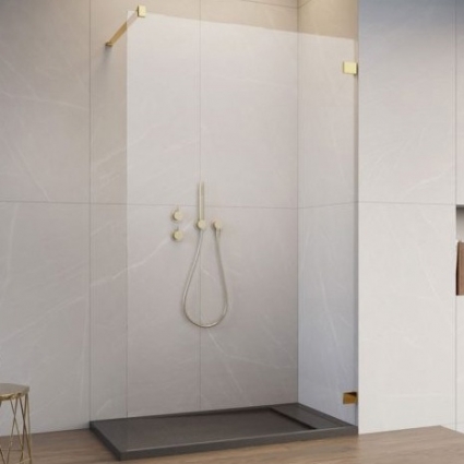Душевая перегородка Radaway Essenza Pro 8 Gold Walk-in 85x200 стекло прозрачное, профиль золото