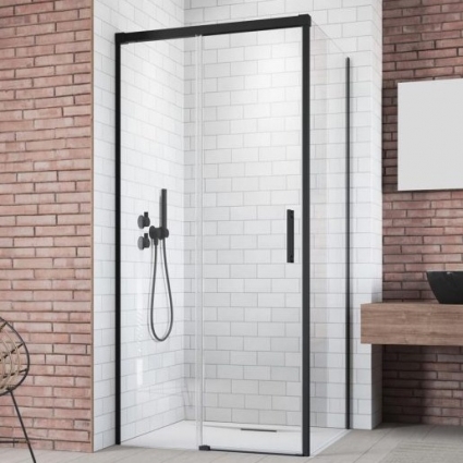 Душевой уголок Radaway Idea Black KDJ 100x100 L двери раздвижные, стекло прозрачное