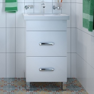 Тумба с раковиной IDDIS New Custo 50, напольная, белая, с ящиками, с доводчиками