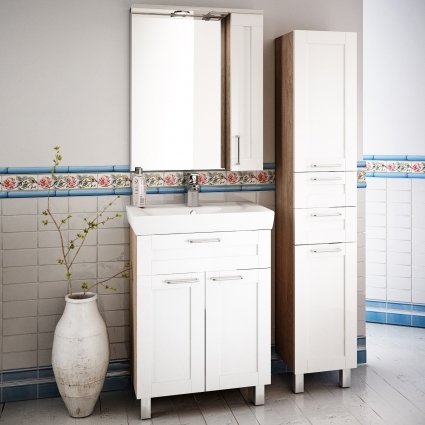 Мебель для ванной IDDIS New Sena 60, напольная, белая, дерево, с доводчиками, ручки хром