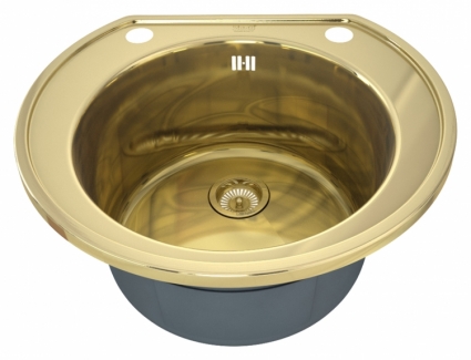 Мойка кухонная Zorg Inox Pvd SZR-535/200-BRONZE брашированная, круглая, 53.5x49 см