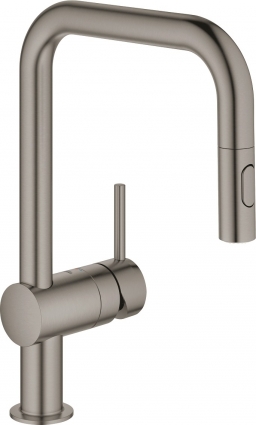 Смеситель Grohe Minta 32322AL2 для кухонной мойки, темный графит, однорычажный, черный